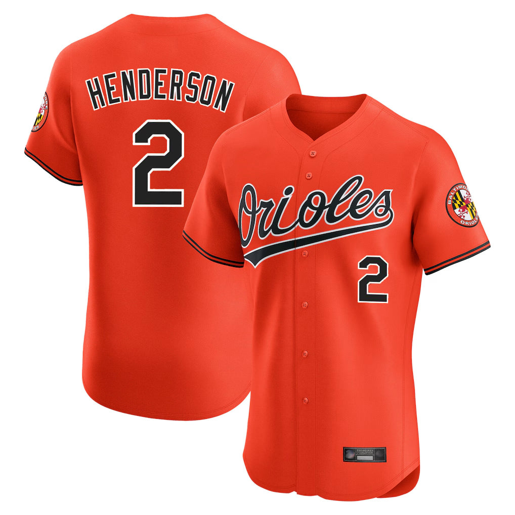 Baltimore Orioles #2 Gunnar Henderson Player Orange Fotopoulosg Limited Elite Home Game Stitched Jerseys
