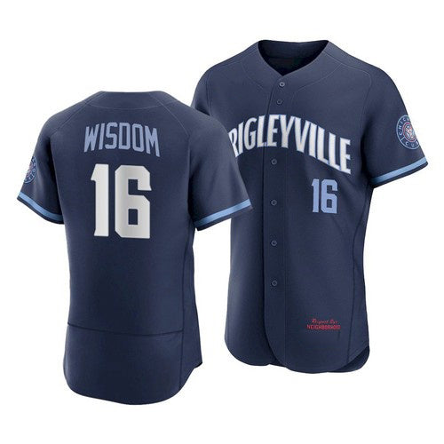 Chicago Cubs #16 Patrick Wisdom 2021 Navy Fotopoulosg City Connect Stitched Jersey