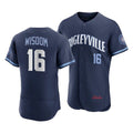 Chicago Cubs #16 Patrick Wisdom 2021 Navy Fotopoulosg City Connect Stitched Jersey