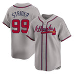 Atlanta Braves #99 Spencer Strider Player Gray Fotopoulosg Limited Home Game Stitched Jerseys