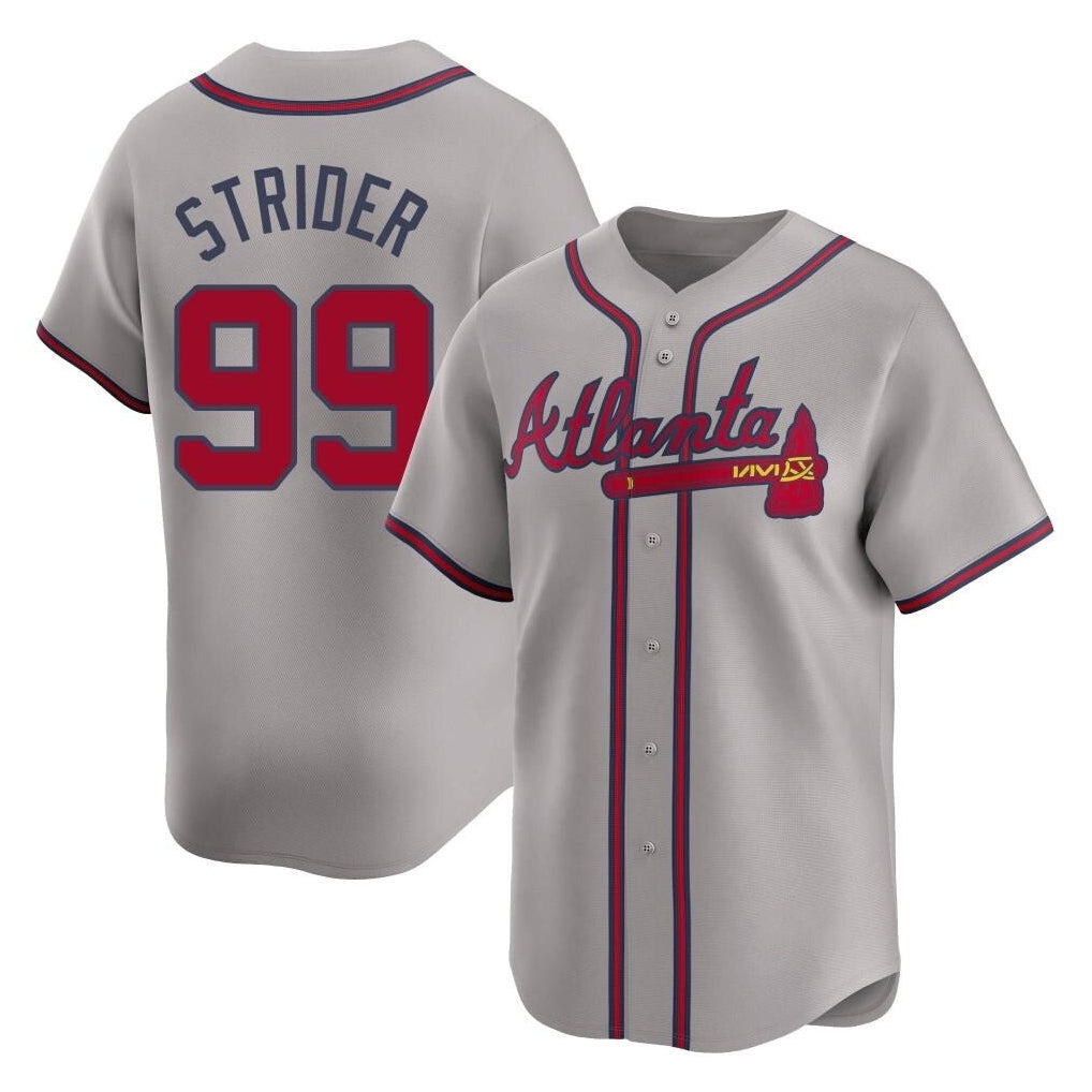 Atlanta Braves #99 Spencer Strider Player Gray Fotopoulosg Limited Home Game Stitched Jerseys