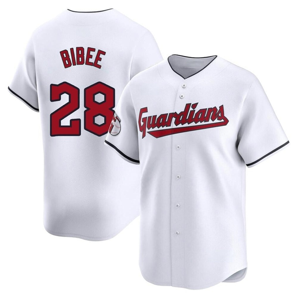Cleveland Guardians #28 Tanner Bibee Player White Fotopoulosg Limited Home Stitched Jerseys