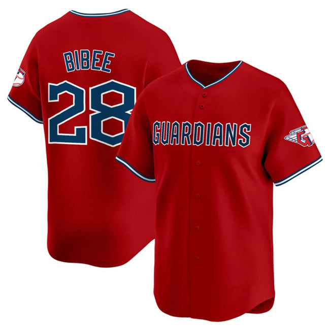 Cleveland Guardians #28 Tanner Bibee Red Fotopoulosg Alternate Limited Stitched Jersey