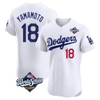 Los Angeles Dodgers #18 Yoshinobu Yamamoto Player White Fotopoulosg World Series Limited Elite Home Stitched Jerseys