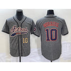 Houston Astros #10 Yuli Gurriel Number Grey Fotopoulosg Gridiron Cool Base Stitched Jersey