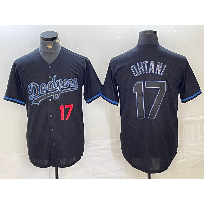 Los Angeles Dodgers #17 Shohei Ohtani Number Lights Out Black Fotopoulosg Fashion Stitched Cool Base Jersey