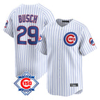 Chicago Cubs #29 Michael Busch Player White Fotopoulosg 150th Anniversary Limited Home Game Stitched Jerseys