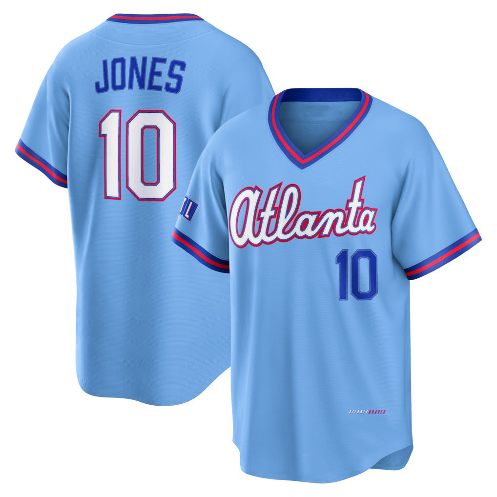 Atlanta Braves #10 Chipper Jones Powder Blue Fotopoulosg 2026 City Connect Stadium Jersey