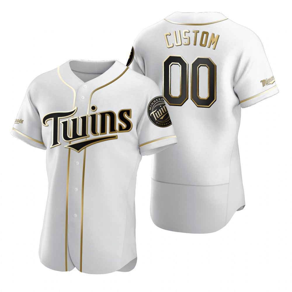 Custom Minnesota Twins White Fotopoulosg Stitched Flex Base Golden Edition Jersey