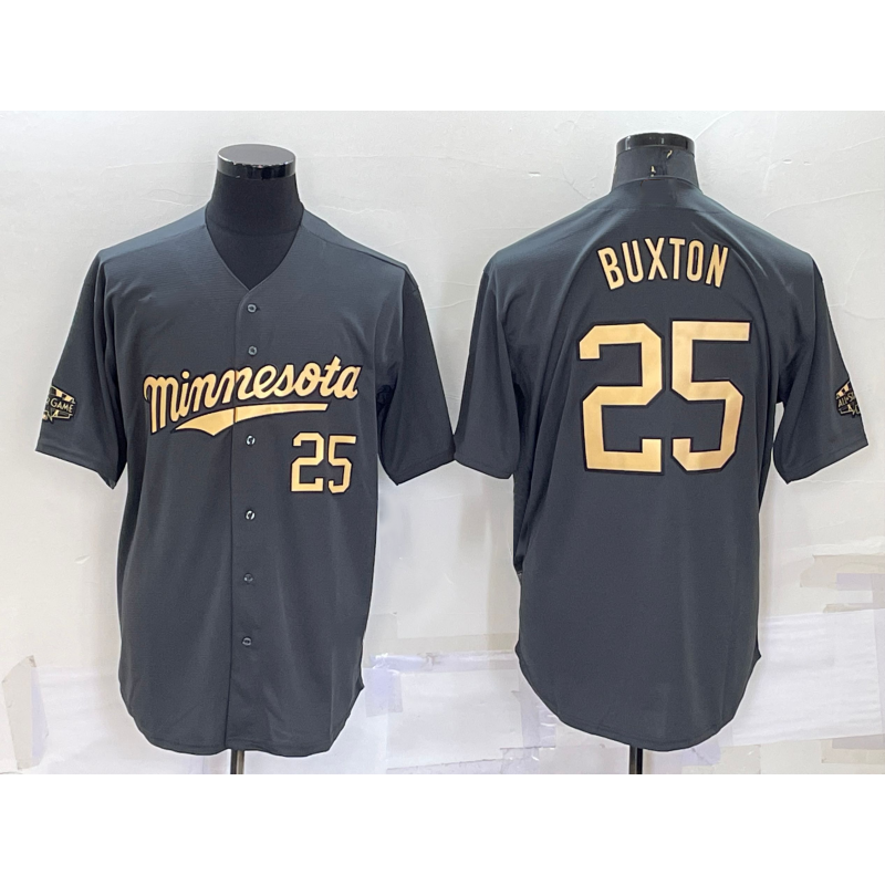 Minnesota Twins #25 Byron Buxton Number Grey Fotopoulosg 2022 All Star Stitched Cool Base Jersey