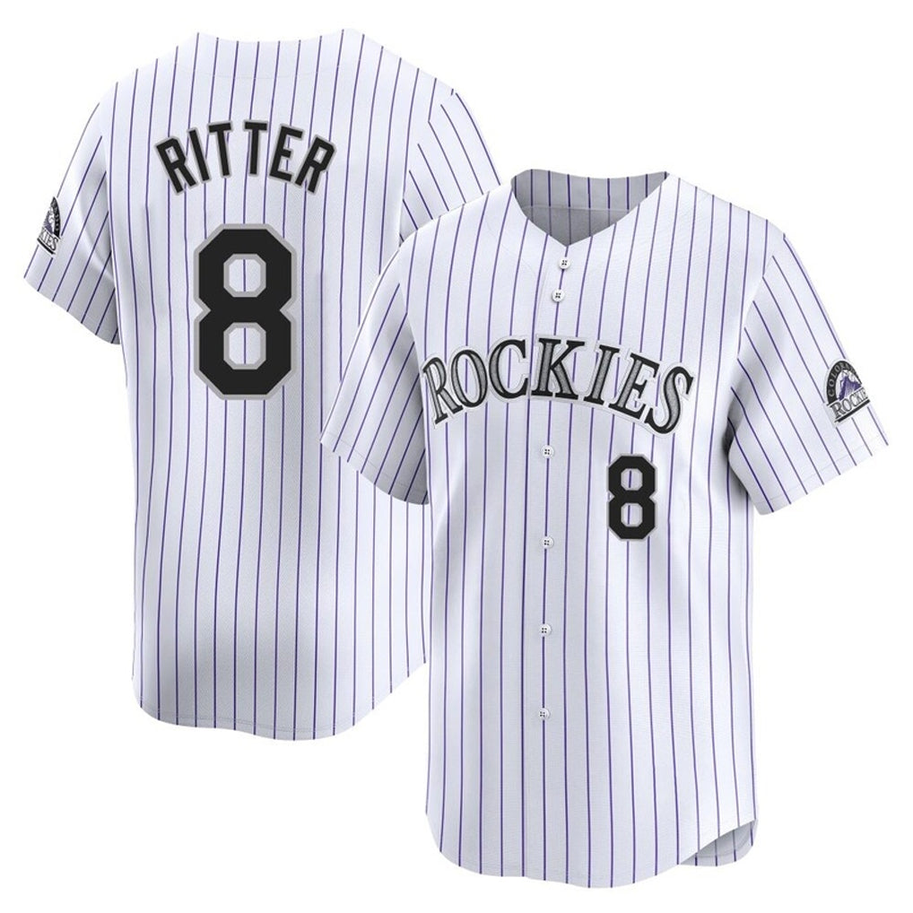 Colorado Rockies #8 Ryan Ritter Player White Fotopoulosg Limited Home Stitched Jerseys