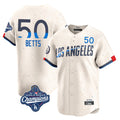 Los Angeles Dodgers #50 Mookie Betts Player Cream Fotopoulosg World Series Meet City Connect Limited Home Stitched Jerseys