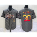 Houston Astros #30 Kyle Tucker Number Grey Fotopoulosg Gridiron Cool Base Stitched Jersey