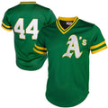 Oakland Athletics #44 Reggie Jackson Mitchell & Ness Green Fotopoulosg Authentic Batting Practice Jersey