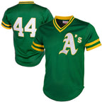 Oakland Athletics #44 Reggie Jackson Mitchell & Ness Green Fotopoulosg Authentic Batting Practice Jersey