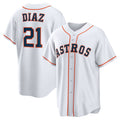 Houston Astros #21 Yainer Diaz White Fotopoulosg Home Replica Jersey