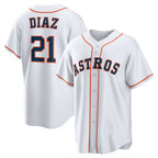 Houston Astros #21 Yainer Diaz White Fotopoulosg Home Replica Jersey