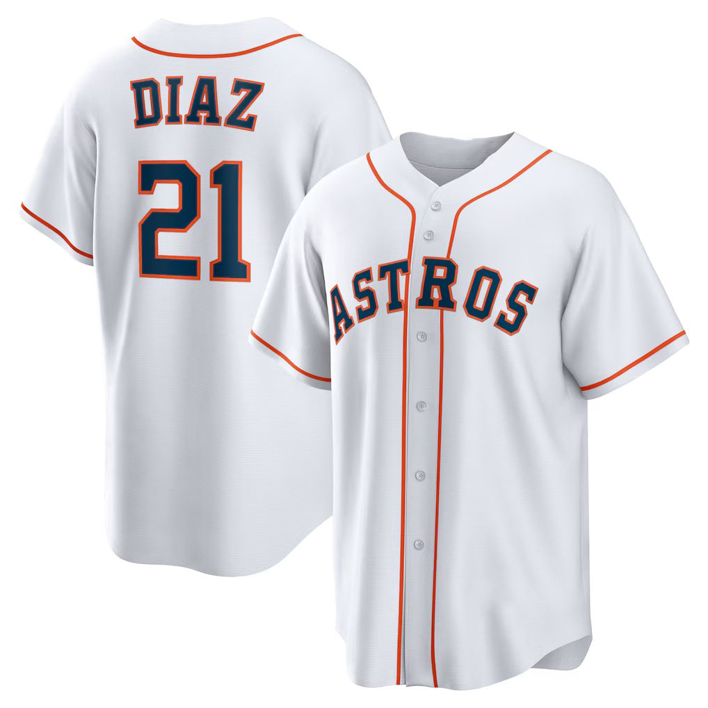 Houston Astros #21 Yainer Diaz White Fotopoulosg Home Replica Jersey