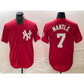 New York Yankees #7 Mickey Mantle Red Fotopoulosg Fashion Cool Base Jersey