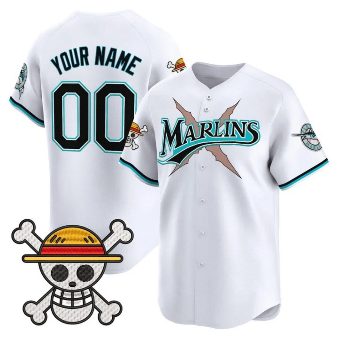 Custom Miami Marlins x One Piece White Fotopoulosg Vapor Premier Limited Jersey - Stitched