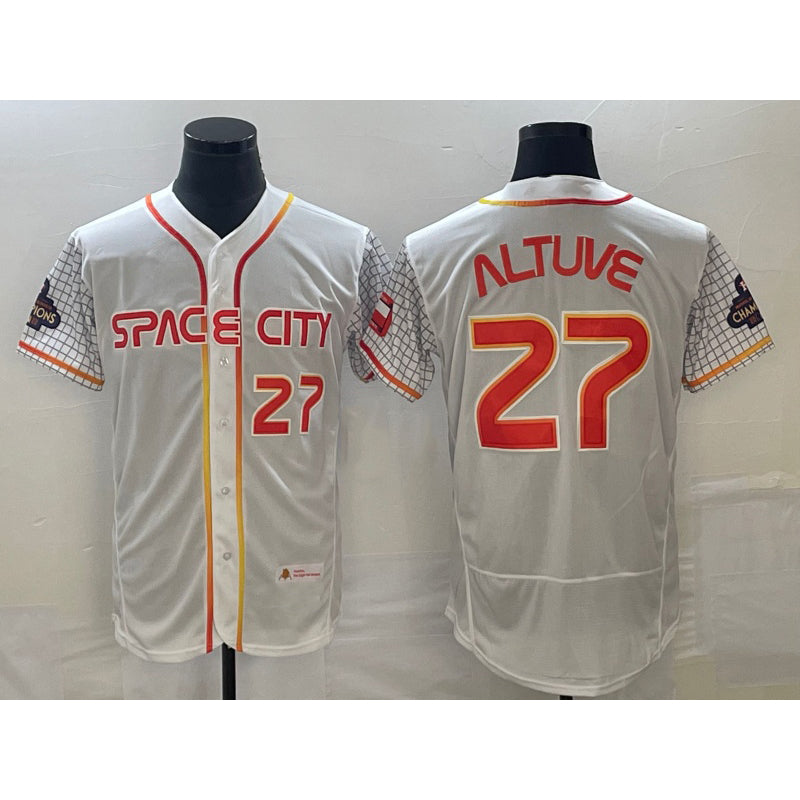 Houston Astros #27 Jose Altuve Number White Fotopoulosg 2023 City Connect Flex Base Stitched Jersey 2