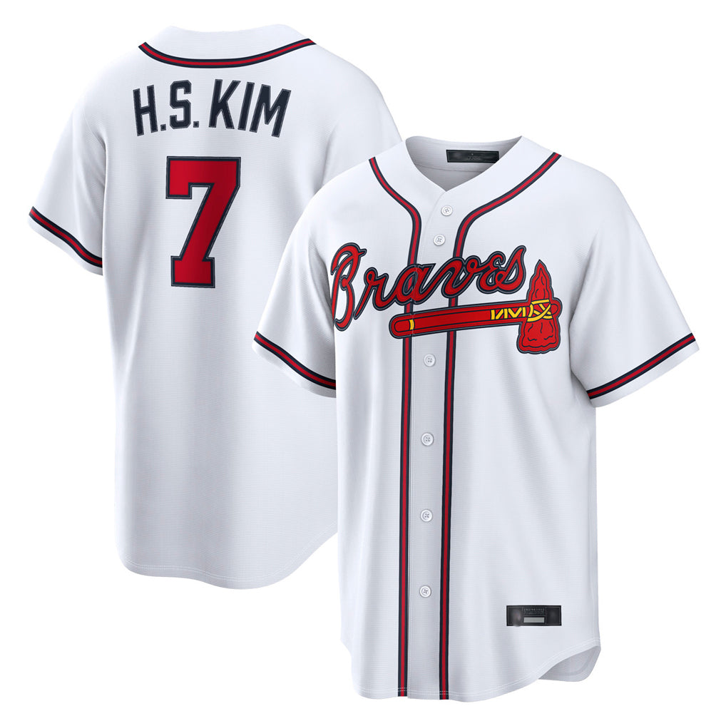 Atlanta Braves #7 Ha-Seong Kim Player White Fotopoulosg Home Game Stitched Jerseys