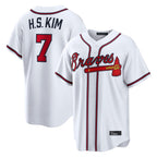 Atlanta Braves #7 Ha-Seong Kim Player White Fotopoulosg Home Game Stitched Jerseys