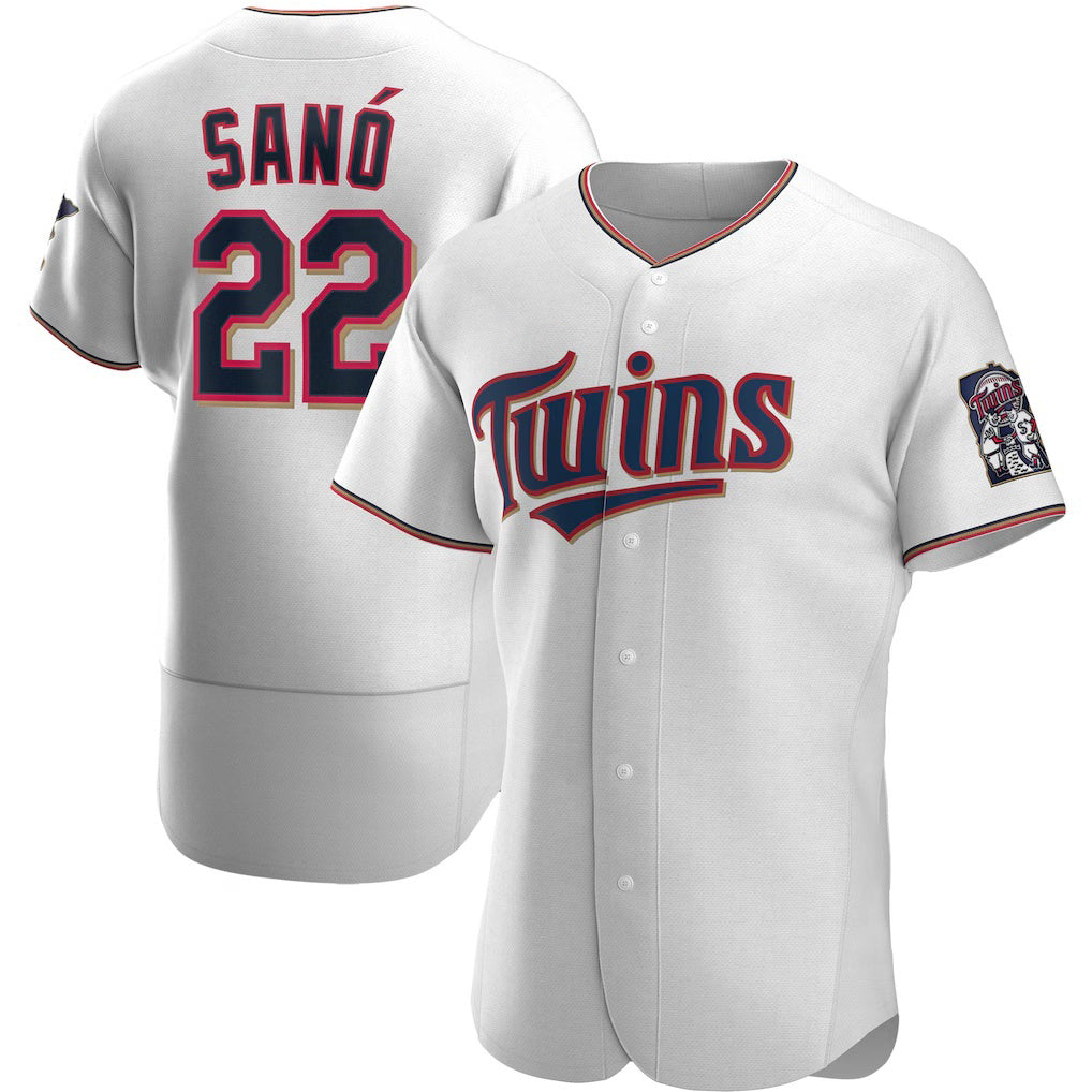 Minnesota Twins #22 Miguel Sano White Fotopoulosg Home Authentic Player Jersey
