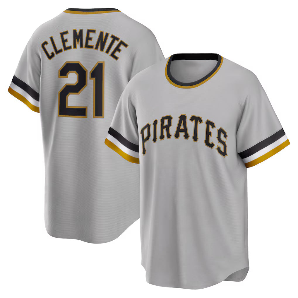 Pittsburgh Pirates #21 Roberto Clemente Gray Fotopoulosg Road Cooperstown Collection Player Jersey