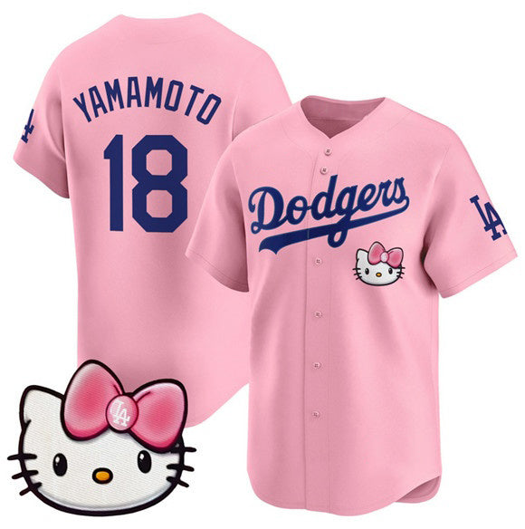 Los Angeles Dodgers #18 Yoshinobu Yamamoto Pink Fotopoulosg 2025 Hello Kitty Vapor Limited Stitched Jersey