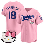 Los Angeles Dodgers #18 Yoshinobu Yamamoto Pink Fotopoulosg 2025 Hello Kitty Vapor Limited Stitched Jersey