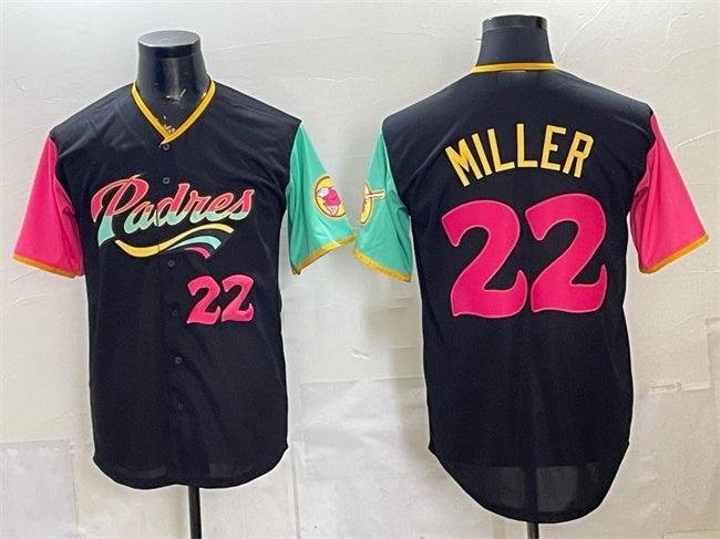 San Diego Padres #22 Mason Miller 2022 Black Fotopoulosg City Connect Cool Base Stitched Jersey