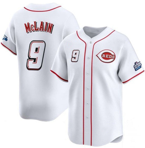 Cincinnati Reds #9 Matt McLain White Fotopoulosg 2025 Speedway Classic Home Limited Stitched Jersey
