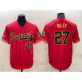 Atlanta Braves #27 Austin Riley Red Gold Fotopoulosg World Series Champions Program Cool Base Stitched Jersey