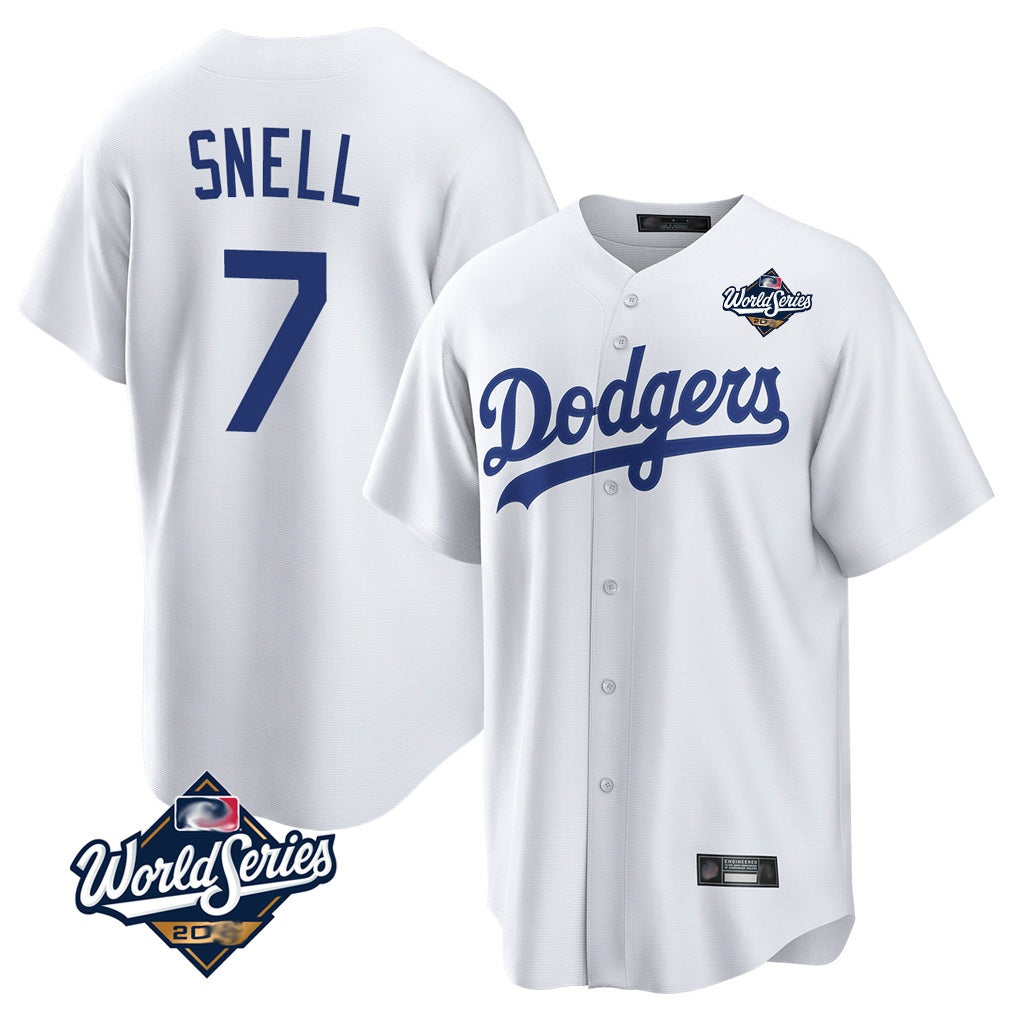 Los Angeles Dodgers #7 Blake Snell Player White Fotopoulosg Game World Series Stitched Jerseys