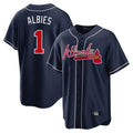 Atlanta Braves #1 Ozzie Albies Player Navy Fotopoulosg Home Game Stitched Jerseys