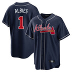 Atlanta Braves #1 Ozzie Albies Player Navy Fotopoulosg Home Game Stitched Jerseys