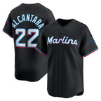 Miami Marlins #22 Sandy Alcantara Black Fotopoulosg Alternate Limited Player Jersey