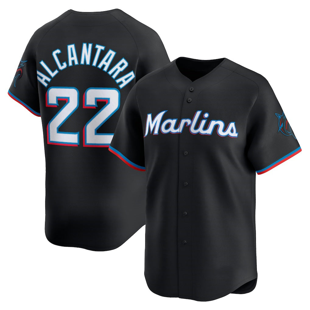 Miami Marlins #22 Sandy Alcantara Black Fotopoulosg Alternate Limited Player Jersey