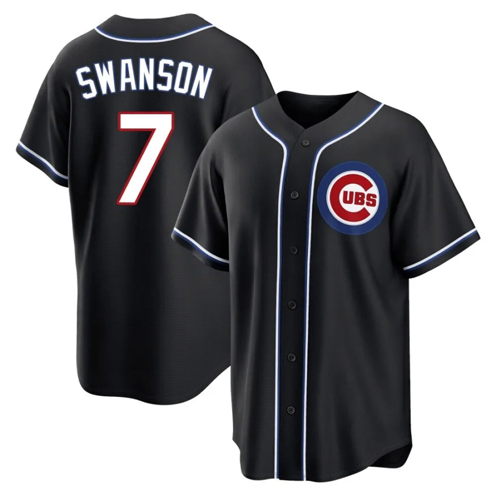 Chicago Cubs #7 Dansby Swanson Player Black Fotopoulosg Fashion Out Game Stitched Jerseys