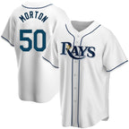 Tampa Bay Rays Replica #50 Charlie Morton White Fotopoulosg Home Jersey