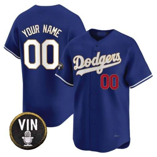 Custom Los Angeles Dodgers Vin Scully Patch Gold Trim Vapor Premier Limited Jersey ¨C Royal Fotopoulosg