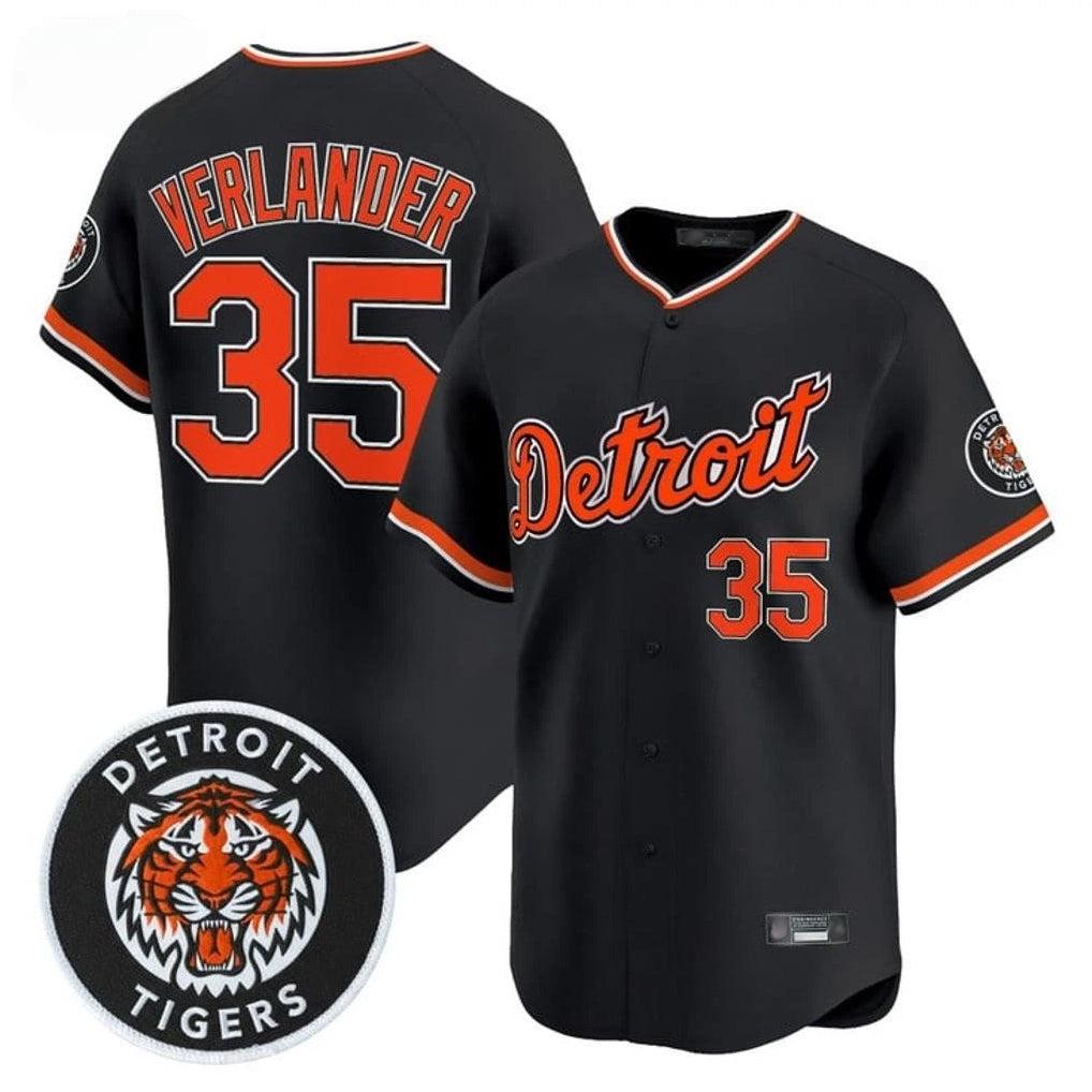 Detroit Tigers #35 Justin Verlander Player Black Fotopoulosg Limited Home Stitched Jerseys