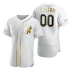 Custom New York Yankees White Fotopoulosg Stitched Flex Base Golden Edition Jersey