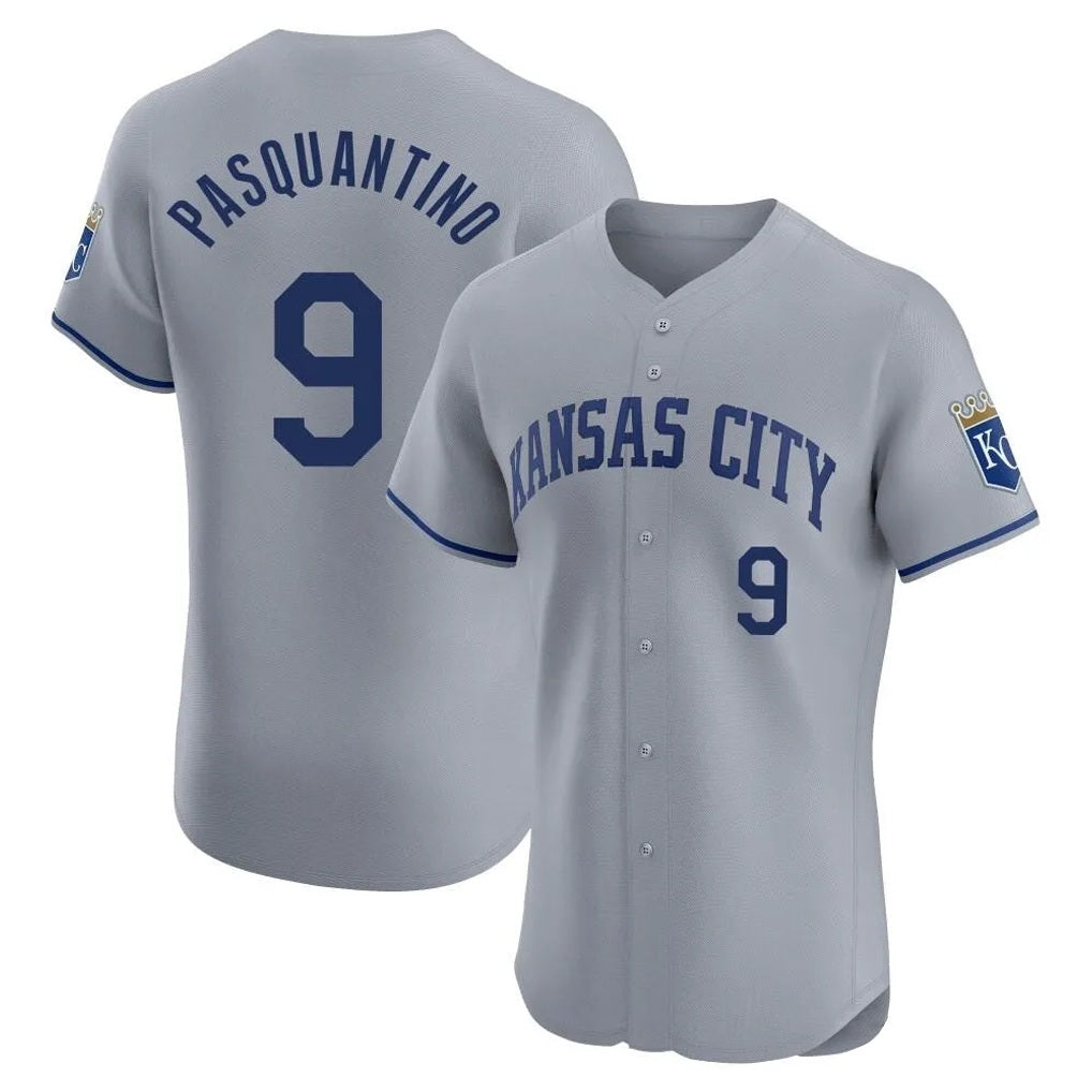 Kansas City Royals #9 Vinnie Pasquantino Player Gray Fotopoulosg Limited Elite Home Stitched Jerseys