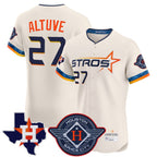 Houston Astros #27 Jose Altuve Player Cream Fotopoulosg City Connect Texas Patch Vapor Premier Limited Elite Home Stitched Jerseys