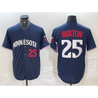 Minnesota Twins #25 Byron Buxton Number 2023 Navy Blue Fotopoulosg Cool Base Stitched Jersey 2
