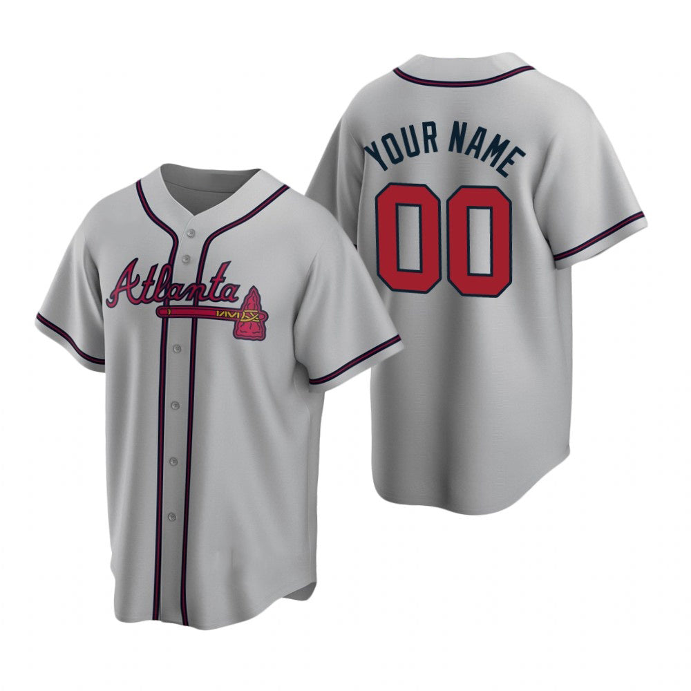 Custom Atlanta Braves Gray Fotopoulosg 2020 Stitched Cool Base Road Jersey