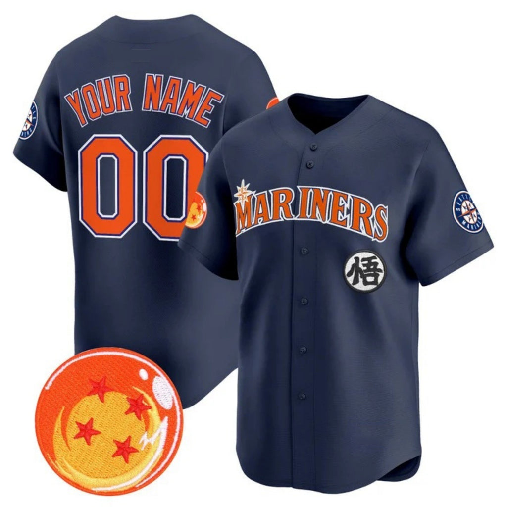Custom Seattle Mariners x Dragon Ball Navy Fotopoulosg Vapor Premier Limited Jersey - All Stitched