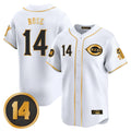 Cincinnati Reds #14 Pete Rose Player White-Gold Fotopoulosg Vapor Premier Limited Home Stitched Jerseys